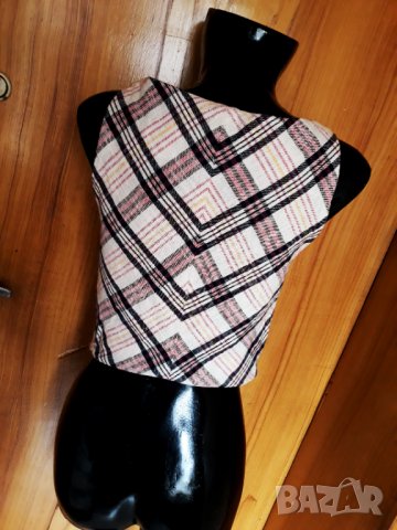 Кариран потник кроп топ Зара С/М, снимка 3 - Корсети, бюстиета, топове - 32863167