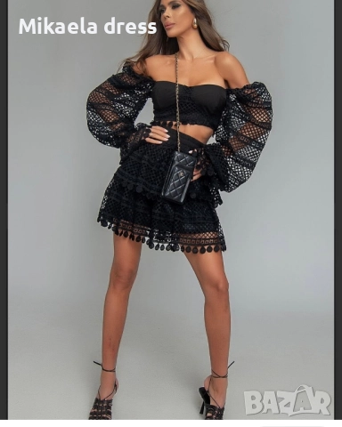 Разкошен и перфектен сет от Nikole Collection в черен цвят. Изключително стилен и впечатляващ компле, снимка 3 - Комплекти - 52095174