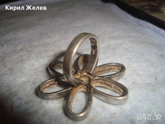 ФЛОРАЛЕН СРЕБЪРЕН АРТ ПРЪСТЕН СРЕБРО 925 ЦВЕТЕ МАРГАРИТКА ПРЕКРАСНА МАЙСТОРСКА ИЗРАБОТКА 27177, снимка 14 - Пръстени - 36795452
