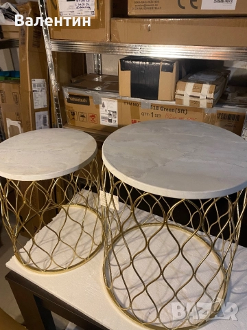 Комплект от 2 кръгли масички Outsunny, снимка 6 - Маси - 52479685