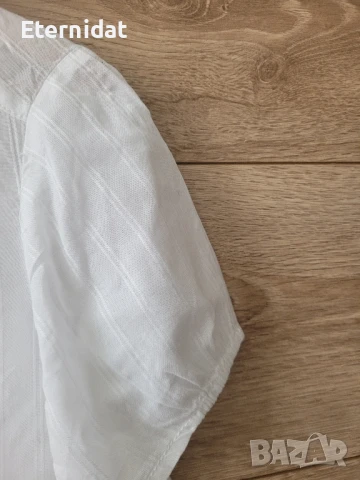 Бяла риза памучна материя с къс ръкав , снимка 2 - Ризи - 50459435