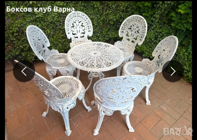 Продавам сет 6 стола и маса от алуминий.