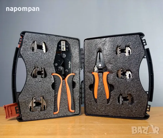 Пълен Комплект Клещи за Кримпване на Кабелни Обувки със Сменяеми Накрайници