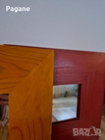 Сет от 3 декоративни огледала с масивни дървени рамки – Рустик Стил, снимка 3 - Пана - 53293966