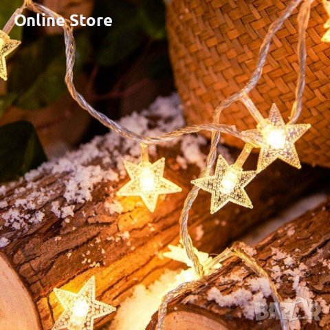 Светещи коледни LED лампички със звездички с щепсел, снимка 6 - Декорация за дома - 43323297