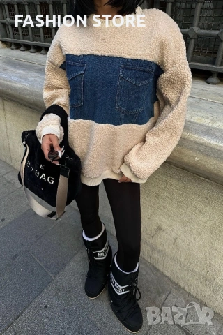 Топла блузка с дънков акцент, снимка 6 - Блузи с дълъг ръкав и пуловери - 53060386