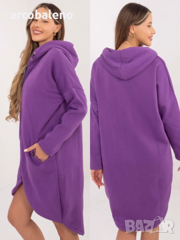 Дамски дълъг преходен суичър с качулка и цип Tina, 5цвята , снимка 9 - Суичъри - 52931058