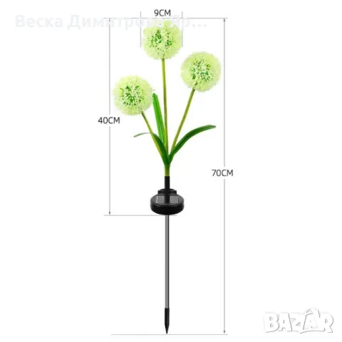 Соларни LED градински светлини - цветя, снимка 3 - Соларни лампи - 49156736