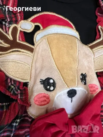 Коледна детска рокля с чорапи фиби и лента 18-24 м/рокля с еленче, снимка 5 - Бебешки рокли - 48427637