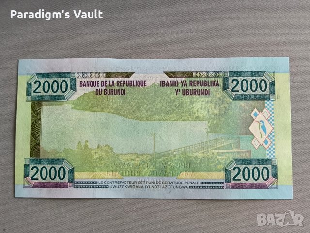 Банкнота - Бурунди - 2000 франка UNC | 2008г., снимка 2 - Нумизматика и бонистика - 43999599