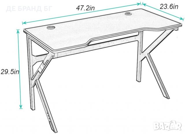 Геймърско / офис бюро LJ-1909-120, снимка 2 - Бюра - 35586495