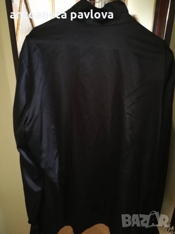 Сатенена черна риза макси  с жабо, снимка 1 - Ризи - 27164812