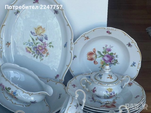 Сервиз за хранене и чай порцелан Weimar Katharina , снимка 5 - Антикварни и старинни предмети - 53430206
