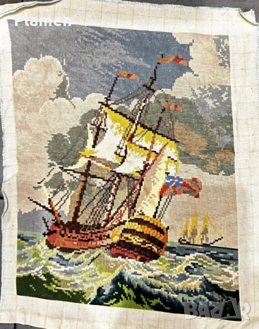 РЪЧНО УШИТ ГОБЛЕН МАЛКАТА ФРЕГАТА, снимка 1