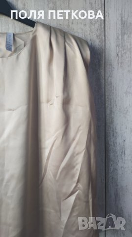Бежово сатен блуза с подплънки , снимка 7 - Тениски - 40399478