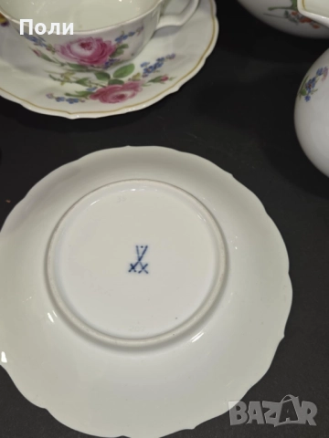 Сервиз за чай "Цветни букети" Meissen, 1930 г., снимка 10 - Антикварни и старинни предмети - 52211286