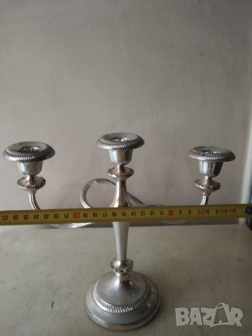 посребрен свещник в стил арт деко, снимка 2 - Декорация за дома - 42991610