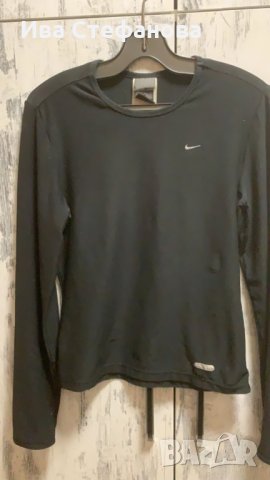 Страхотна наситено черна еластична унисекс фланела еластично трико  блуза Найк - Nike , снимка 4 - Блузи с дълъг ръкав и пуловери - 32491594