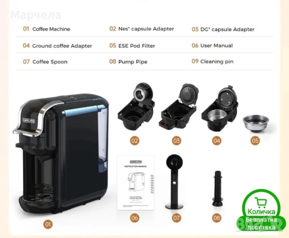 Кафемашина нова 5 в 1, снимка 2 - Кафе машини - 52246064