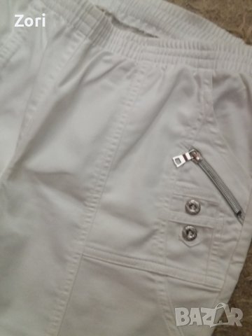 -20% Тъничък снежнобял панталон с ластик в талията и 3/4 дължина на крачола, снимка 2 - Панталони - 37443289