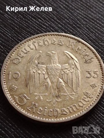 СРЕБЪРНА МОНЕТА 5 райхсмарки 1935г. Първа годишнина Нацистки режим ГАРНИЗОННА ЦЪРКВА ПОТСТДАМ 26686, снимка 4 - Нумизматика и бонистика - 38491507