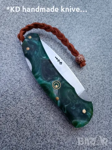 Сгъваем нож ръчно изработен + ПОДАРЪК кания, снимка 4 - Ножове - 47839724