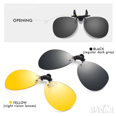 Hifot поляризирани добавки 2 бровя слънчеви очила с клипс, безрамкови НОВИ, снимка 2 - Слънчеви и диоптрични очила - 53250335