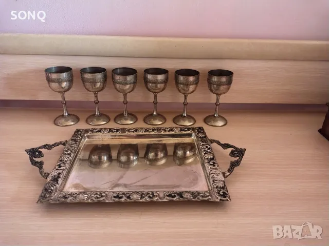 Страхотен Стар Посребрен  Сервиз, снимка 3 - Антикварни и старинни предмети - 49338815