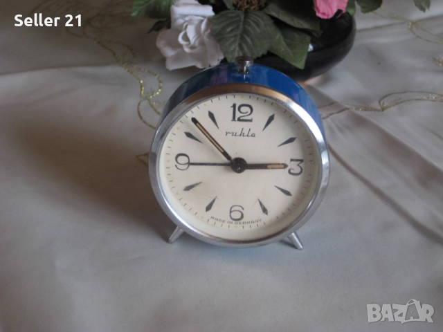 Старинен будилник Рухла Ruhla - работещ - антика от времето на ГДР, снимка 2 - Други ценни предмети - 51960401