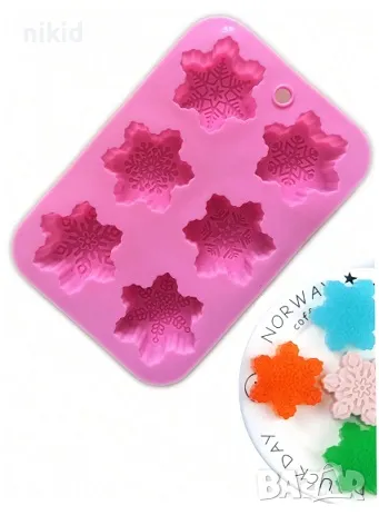 3 вид 6 различни големи Снежинки снежинка дълбок силиконов молд форма за гипс сапун калъп свещ, снимка 2 - Форми - 47768026