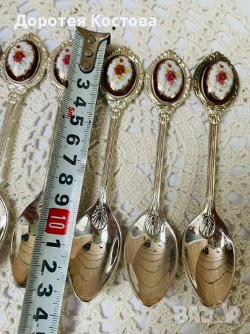 Красиви посребрени лъжички от Англия с порцелан, снимка 5 - Антикварни и старинни предмети - 53473705