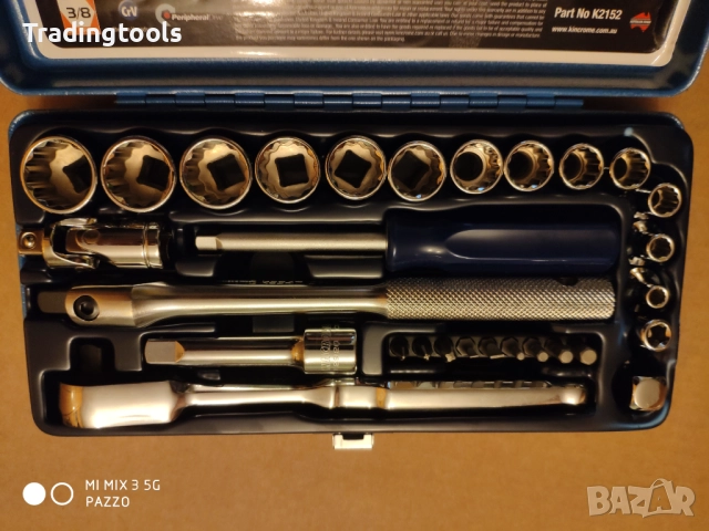 KINCROME 3/8 гедоре /гидория 29части качествени вложки камъни комплект метална кутия, снимка 3 - Гедорета - 52855840