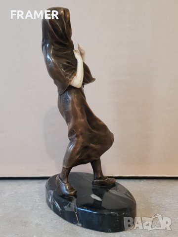 През бурята скулптура стил АРТ ДЕКО Франция 19 век бронз и слонова кост, снимка 8 - Статуетки - 42960018