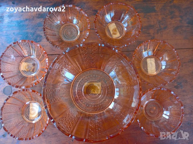 НОВ БЪЛГАРСКИ СТЪКЛЕН  СЕРВИЗ 7 ЧАСТИ КУПА КУПИЧКИ, снимка 2 - Сервизи - 32782032