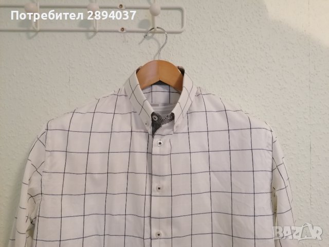 Елегантна карирана мъжка риза бяло/черно Matuski, снимка 3 - Ризи - 43712128