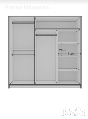 Гардероб с плъзгащи врати , снимка 4 - Гардероби - 52394353