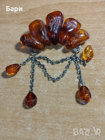 Стара голяма кехлибарена брошка , снимка 2 - Други - 53241137