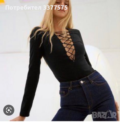 Боди с връзки, снимка 1 - Блузи с дълъг ръкав и пуловери - 39988692