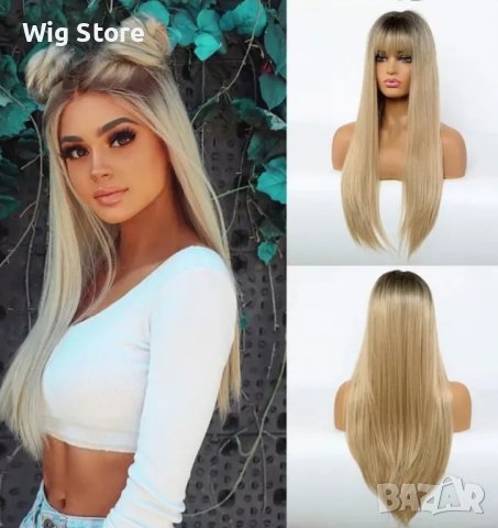 Руса права перука с бретон, снимка 1