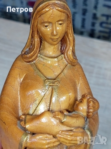 Ръчно резбована дървена фигура"Мадона с младенеца", снимка 7 - Антикварни и старинни предмети - 52817500