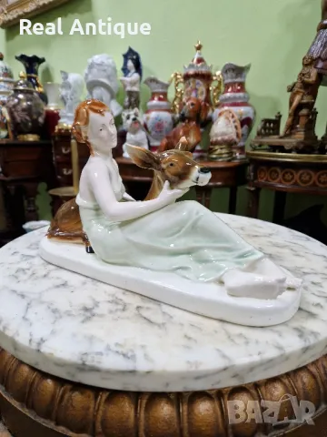 Стара уникална антикварна порцеланова фигура статуетка композиция , снимка 3 - Антикварни и старинни предмети - 50153780