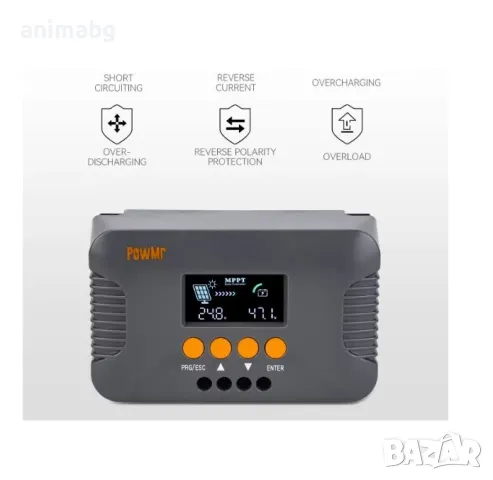 ANIMABG Соларен контролер за зареждане, PowMr 10A MPPT Boost-тип, снимка 7 - Друга електроника - 49762683