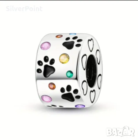 Сребърен талисман за Пандора лапички, снимка 2 - Други - 49965245