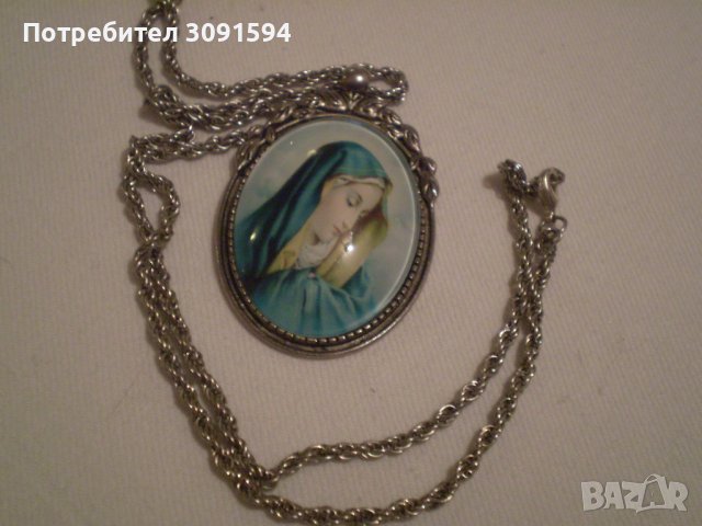 Медальон с висулка  икона под стъкло ДЕВА МАРИЯ Мадона, снимка 5 - Антикварни и старинни предмети - 37850032