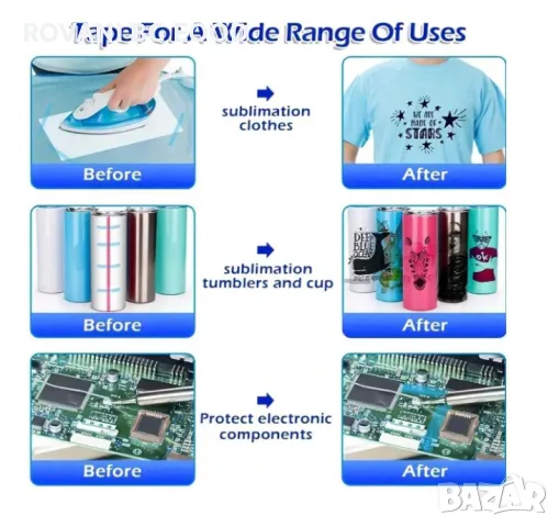 Термоустоичиво тиксо  за термотрансфер 10мм/50м, снимка 3 - Друго търговско оборудване - 47392102