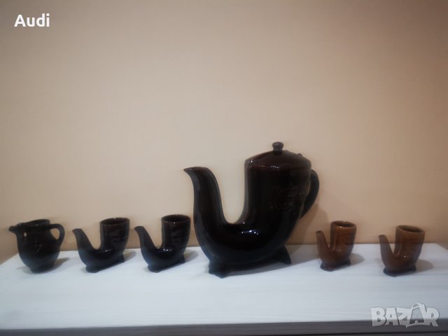 Троянска керамика РИТОНИ Комплект сервиз за ракия 6 броя, снимка 6 - Антикварни и старинни предмети - 39652996