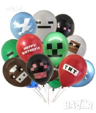 TNT Minecraft Майнкрафт Обикновен надуваем латекс латексов балон парти хелий или газ, снимка 3 - Други - 27848756
