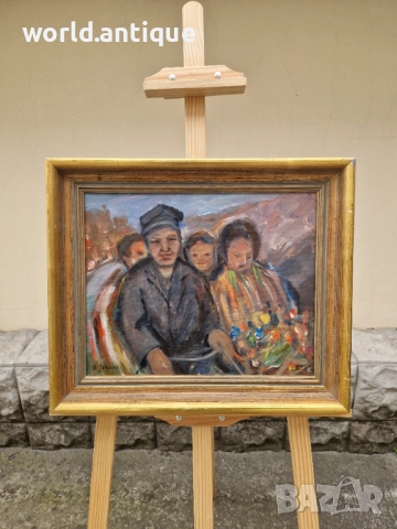 Майсторска антикварна авторска картина масло върху платно 