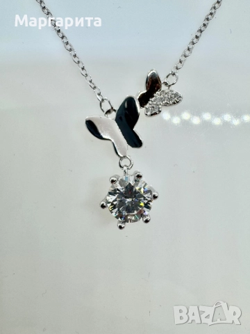 Сребърно колие с мойсанит (диамант) 1 карат