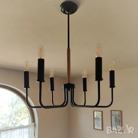 Модерен метален черен класически полилей,осветление за хол,трапезария,спалня,шаби шик лампа,рустик , снимка 15 - Лампи за таван - 46319775